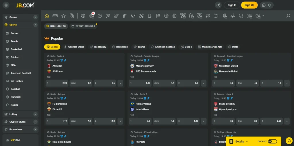 JB Casino sportsbook.